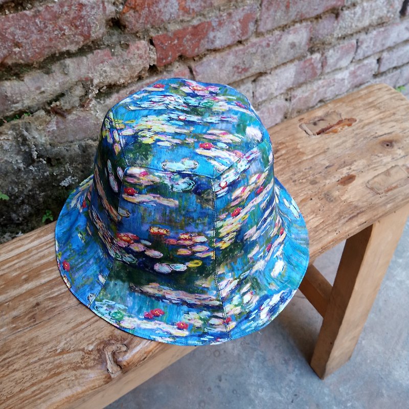 Handmade double-sided fisherman hat/short brim/sun hat/water lily - หมวก - ผ้าฝ้าย/ผ้าลินิน 