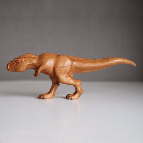 Papaofsaurs Wooden dinosaur Tyrannosaurus Rex, wooden hand carved statue T-rex