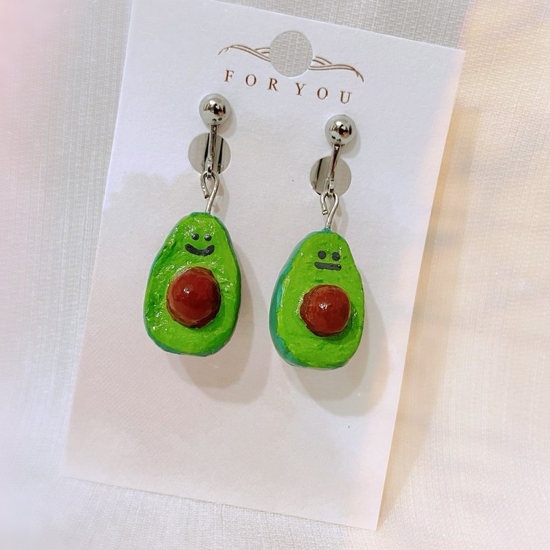 Avocado baby earrings (made from clay) - Earrings & Clip-ons - Clay 