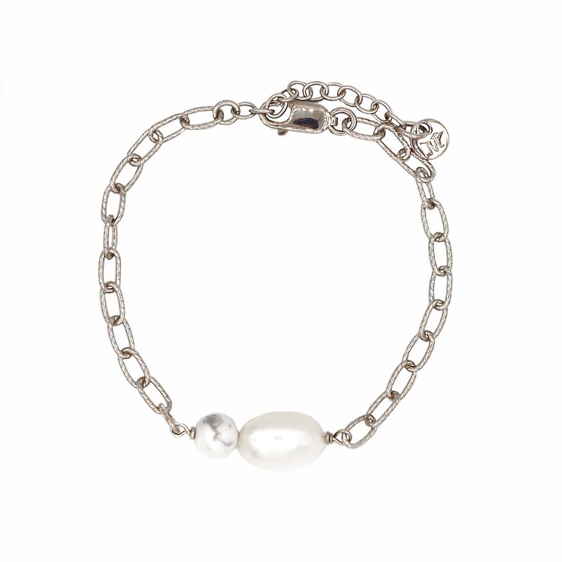 Calabash Chain Pearl Bracelet in Rhodium - Bracelets - Sterling Silver 