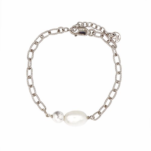 middlemjewelry Calabash Chain Pearl Bracelet in Rhodium