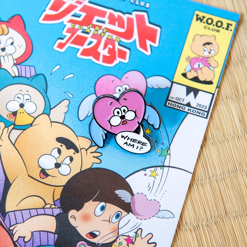 【Pinkoi 線下活動預購商品】小心徽章及明信片限定套裝 - 徽章/別針 - 其他金屬 黃色