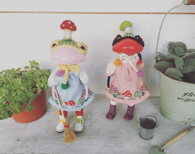適合wonder frog大蛙的日本美麗諾羊毛手工編織香菇造型娃帽 - 帽子 - 羊毛 
