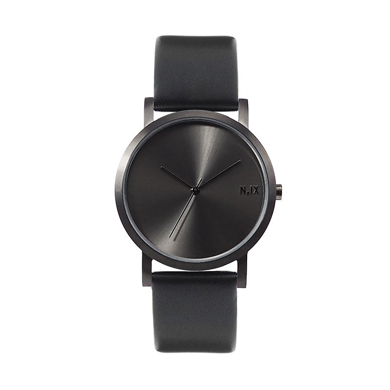 ミニマルスタイルの腕時計：Metal Project Vol.02  - ガンメタル（ブラック） - 腕時計 - 革 ブラック