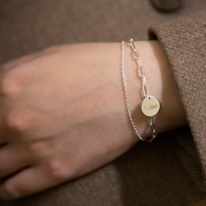 Personalized Dainty Disk Chain Bracelet for Her Custom Name Rose Gold Plated - Bracelets - Copper & Brass 