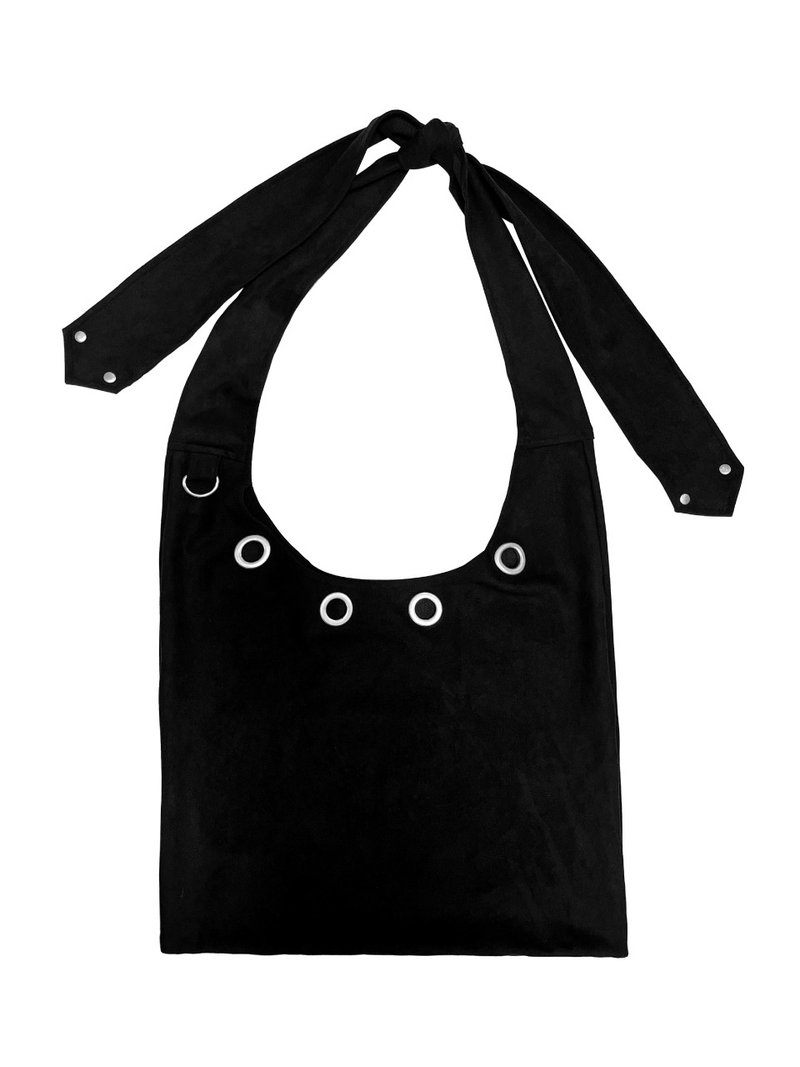 黑色镂空麂皮单肩斜挎包 - 手提包/手提袋 - 其他材質 黑色