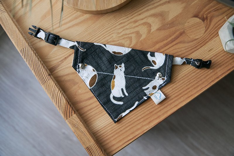 Sanhua cat handmade pet collar pet scarf - Collars & Leashes - Cotton & Hemp Black