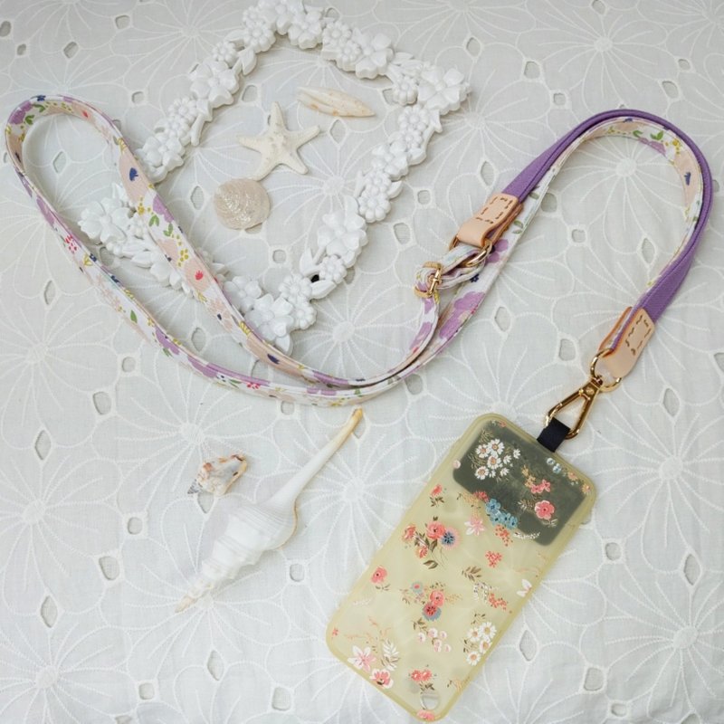 Three-in-one multi-function purple Korean cotton mobile phone oblique strap / oblique strap / back rope / lanyard - เชือก/สายคล้อง - ผ้าฝ้าย/ผ้าลินิน สีม่วง