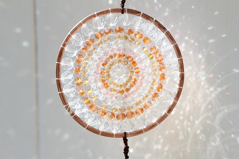 Healing light, clear orange pink Mandala Suncatcher - อื่นๆ - แก้ว สึชมพู