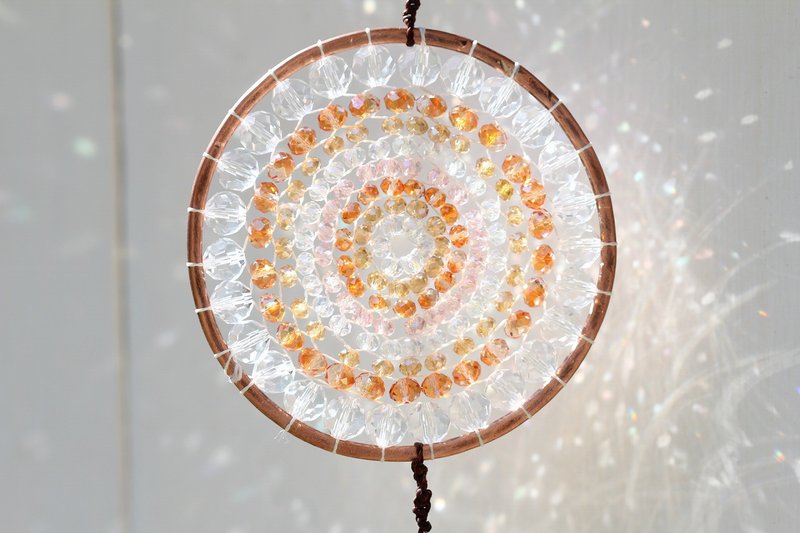 Healing light, clear orange pink Mandala Suncatcher - อื่นๆ - แก้ว สึชมพู