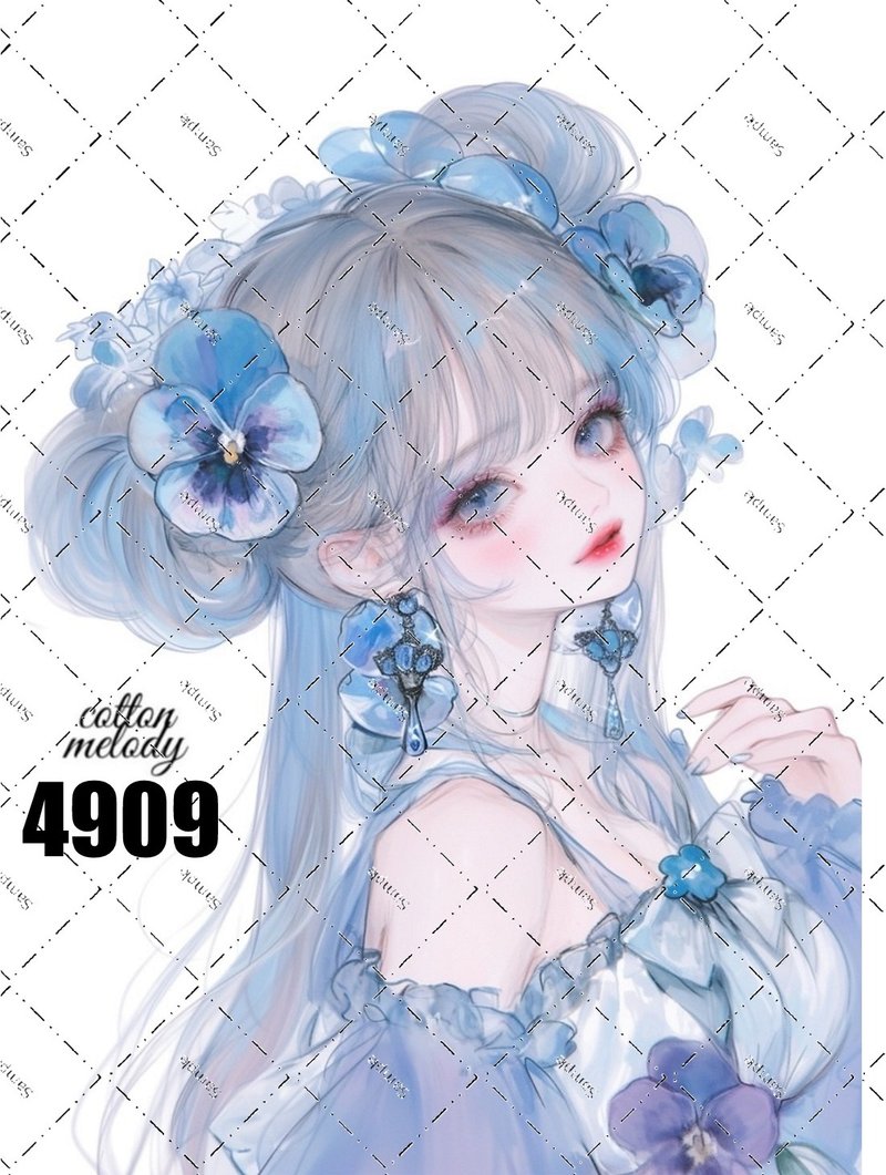 original sticker no.4909 人物ステッカー オリジナルステッカー オリジナル人物ステッカー 装飾ステッカー cotton melody - 貼紙 - 紙 