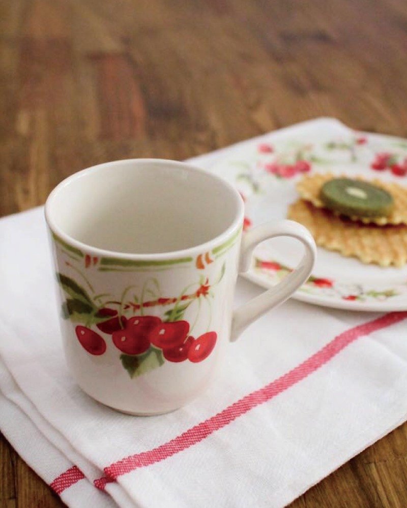 France imported Comptoir de Famille cherry mug - แก้วมัค/แก้วกาแฟ - ดินเผา 