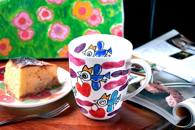 Happy birds・mugL2 - Mugs - Porcelain Multicolor
