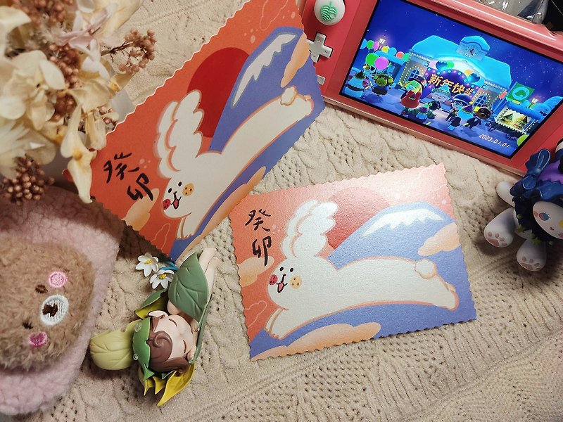 กระดาษ การ์ด/โปสการ์ด หลากหลายสี - JiE hand-painted lace postcard-marshmallow rabbit New Year's card