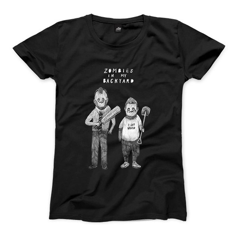 Shaun & Ed - Black - Women T-shirt - เสื้อยืดผู้หญิง - ผ้าฝ้าย/ผ้าลินิน สีดำ