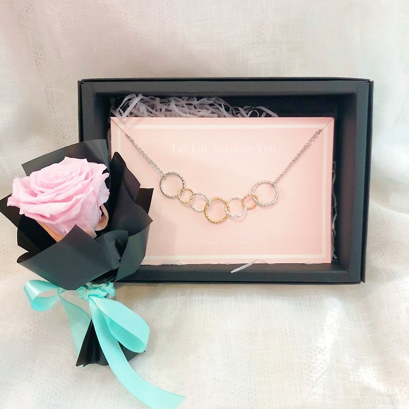 Personalized Dry Flower lower Gift Box Necklace  Birthday Bridesmaid  - สร้อยติดคอ - โลหะ สีทอง