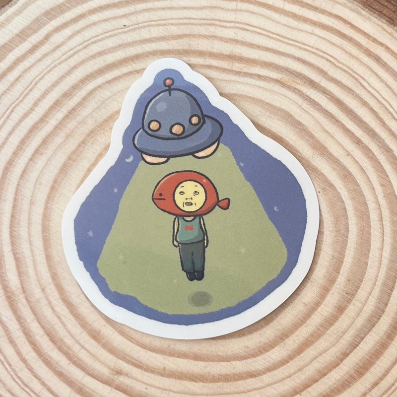 UFOと人魚のステッカー - 貼紙 - 紙 藍色