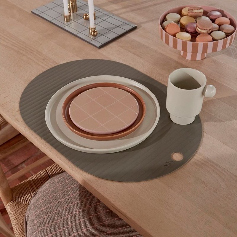 Oval Silicone Placemat/ Olive Green (2 in group) - Place Mats & Dining Décor - Silicone Multicolor