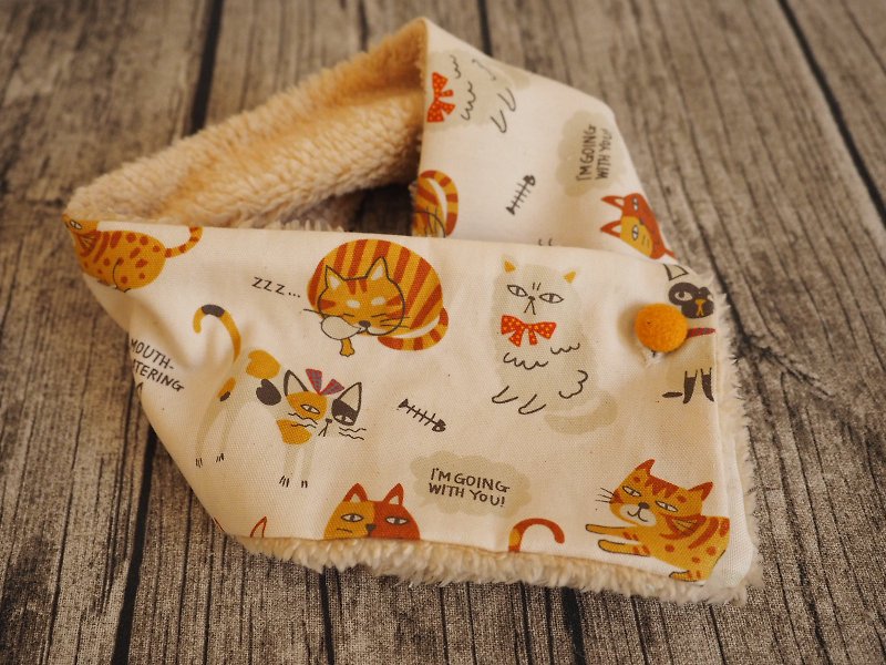 手工縫製保暖圍巾圍脖頸巾 可愛橙啡貓咪圖案 更多圖案 - 圍巾/披肩 - 棉．麻 多色