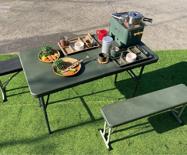 SLOWER military-style portable folding table set (table × 1 + 3