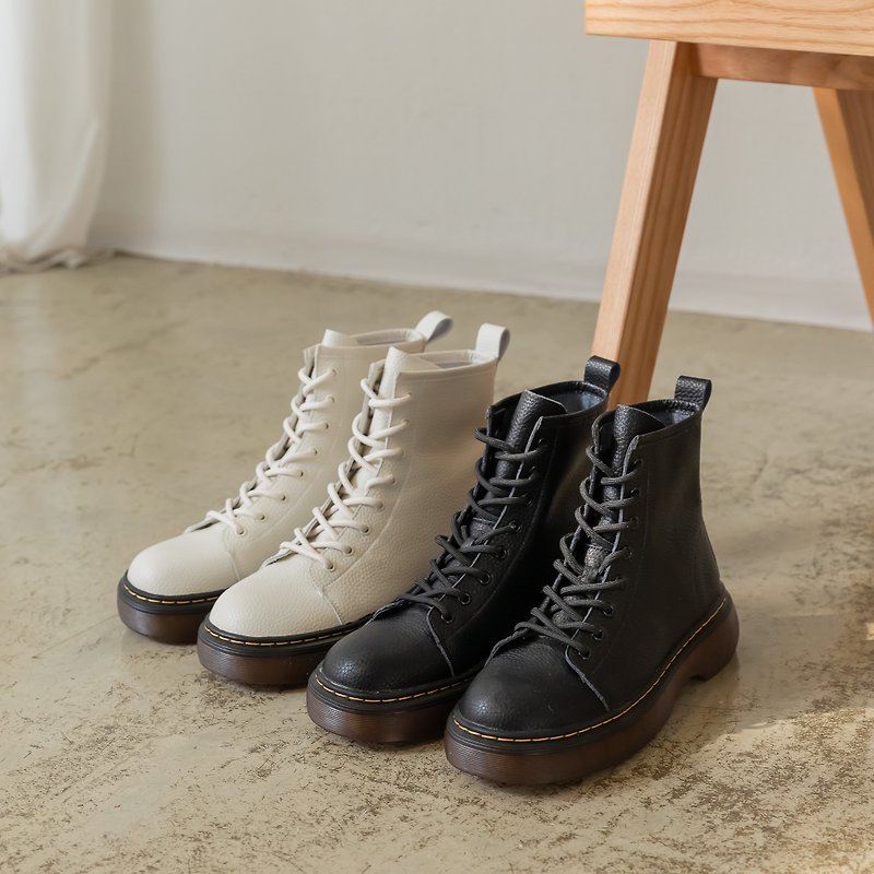【I called Love】hardcore girl|classic cowhide Martin boots - Women's Booties - Genuine Leather Black