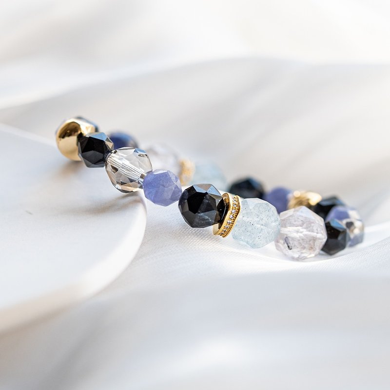 Ava Ocean Heart Tanzanite, Super Seven, Blue Stone , Blue Stone Natural Crystal Bracelet - สร้อยข้อมือ - คริสตัล สีน้ำเงิน