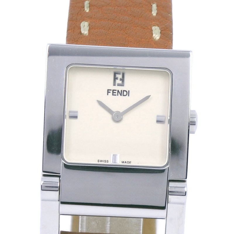 【日本直送】フェンディ FENDI オロロジ 腕時計 004-5200G-452 SS × レザー ブラウン クオーツ ベージュ文字盤 レディース【中古】 - 女錶 - 不鏽鋼 白色