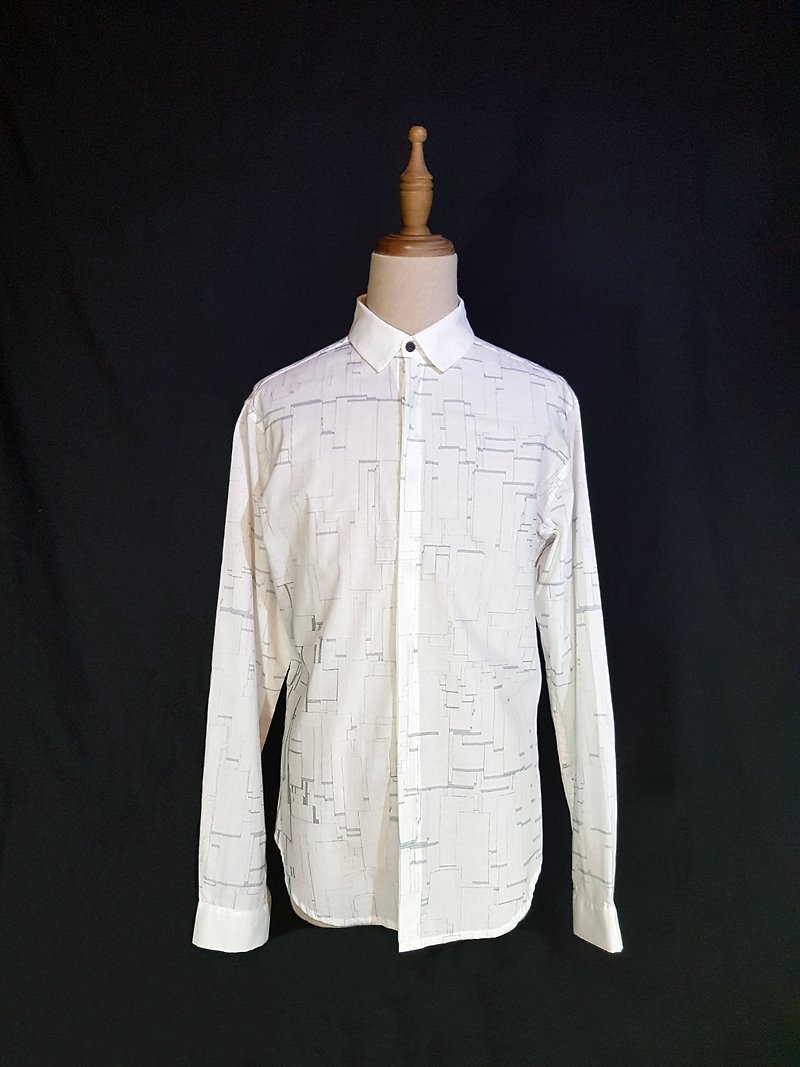 CUBE design cotton shirt - เสื้อเชิ้ตผู้ชาย - ผ้าฝ้าย/ผ้าลินิน ขาว