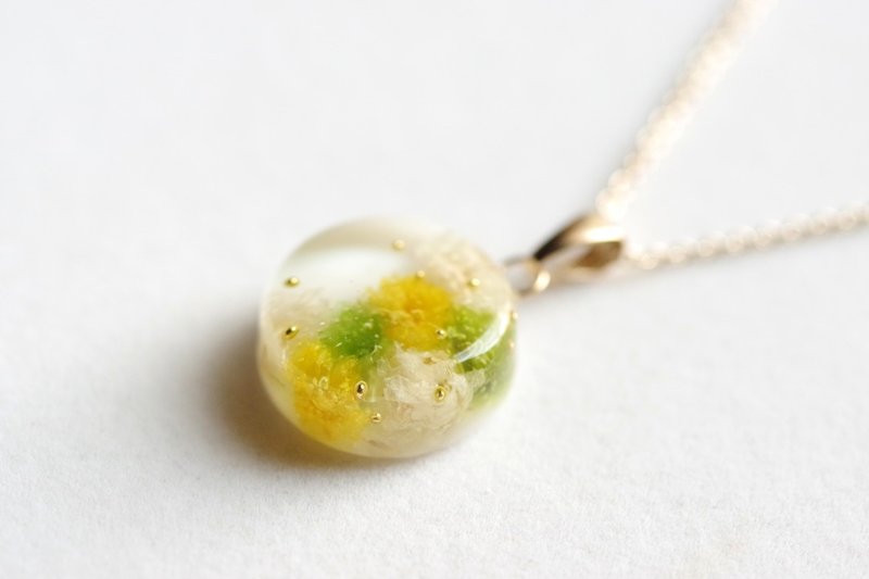 レジンアート　ラウンドペンダント・幼い頃の記憶 - 項鍊 - 樹脂 黃色