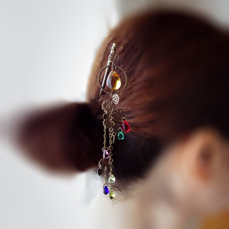 Hairpin: Quiet Heart - เครื่องประดับผม - แก้ว สีส้ม