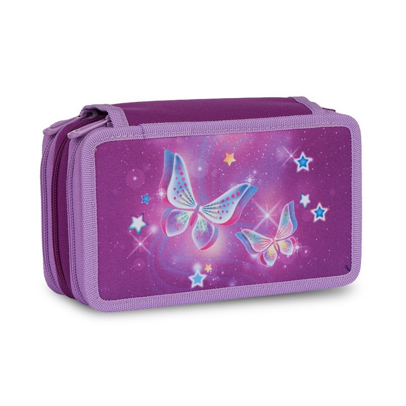Tiger Family小貴族多功能雙層創意文具袋-星空蝴蝶 - 筆盒/筆袋 - 防水材質 紫色