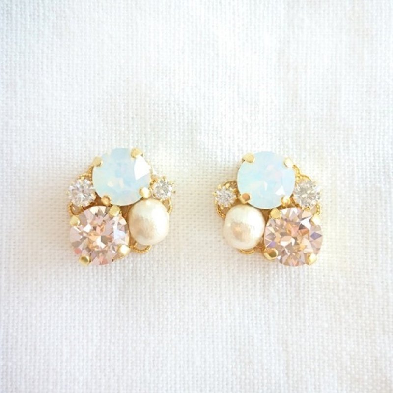 White Bijou earrings - 耳環/耳夾 - 水晶 白色