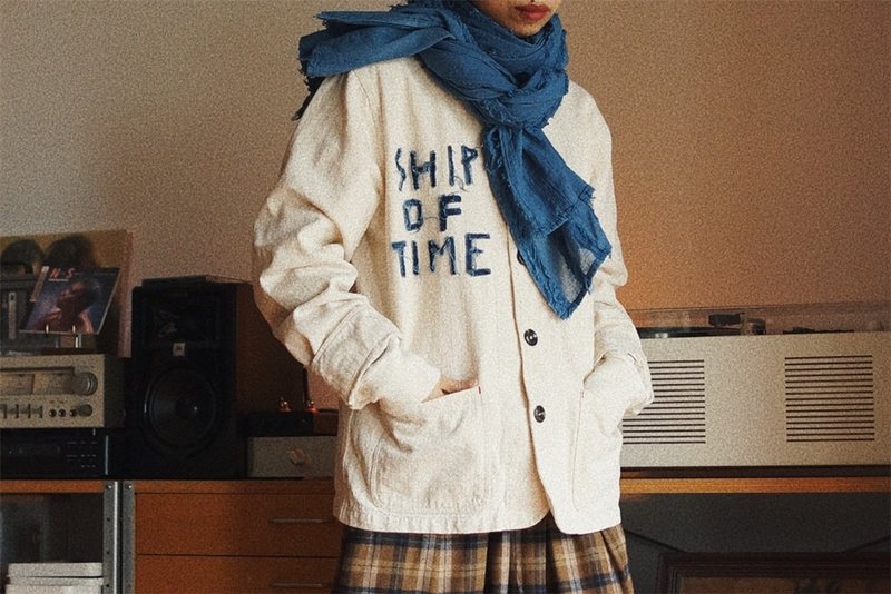 Ship of Time Autumn French Retro Unisex Work Jacket - เสื้อแจ็คเก็ต - ผ้าฝ้าย/ผ้าลินิน ขาว