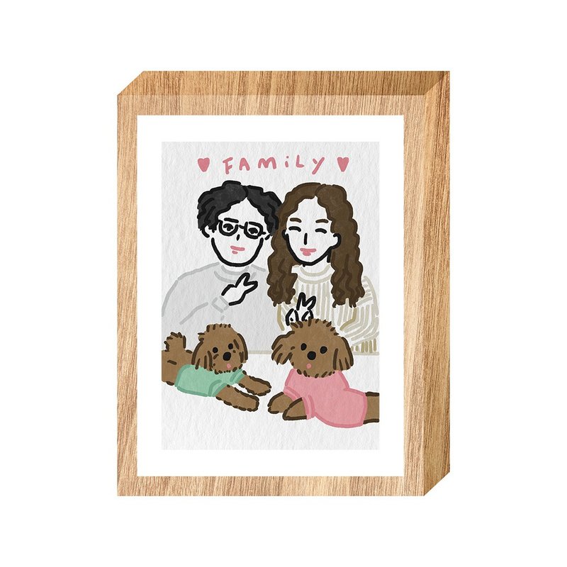 情侶/伴侶+寵物 似顏繪 | 插画客製 - 電子似顏繪/繪畫/插畫 - 其他材質 