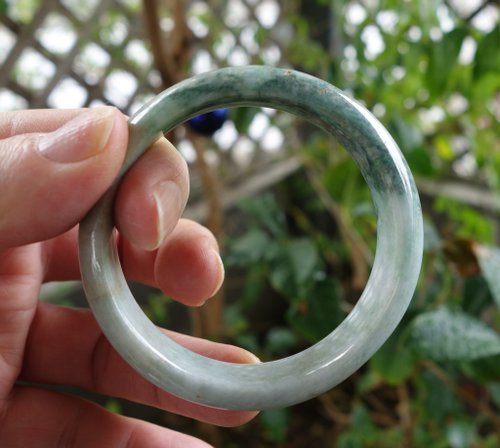 山奇藝術 天然A貨翡翠 豆青種 手圍#18 翡翠手鐲 緬甸玉 內徑57mm 山奇藝術