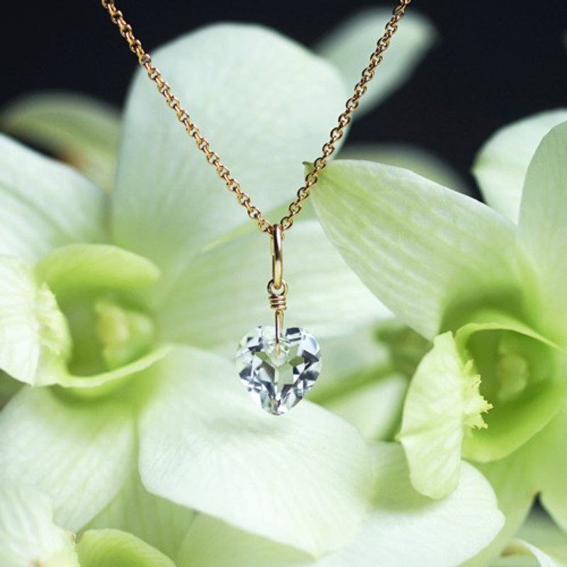 Heart cut crystal single necklace Silvana - สร้อยคอ - เครื่องเพชรพลอย สีใส