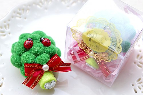 幸福朵朵 婚禮小物 花束禮物 透明盒裝 實用小花椰菜磁鐵 有趣小物 送客戶 工商禮 福委會贈品