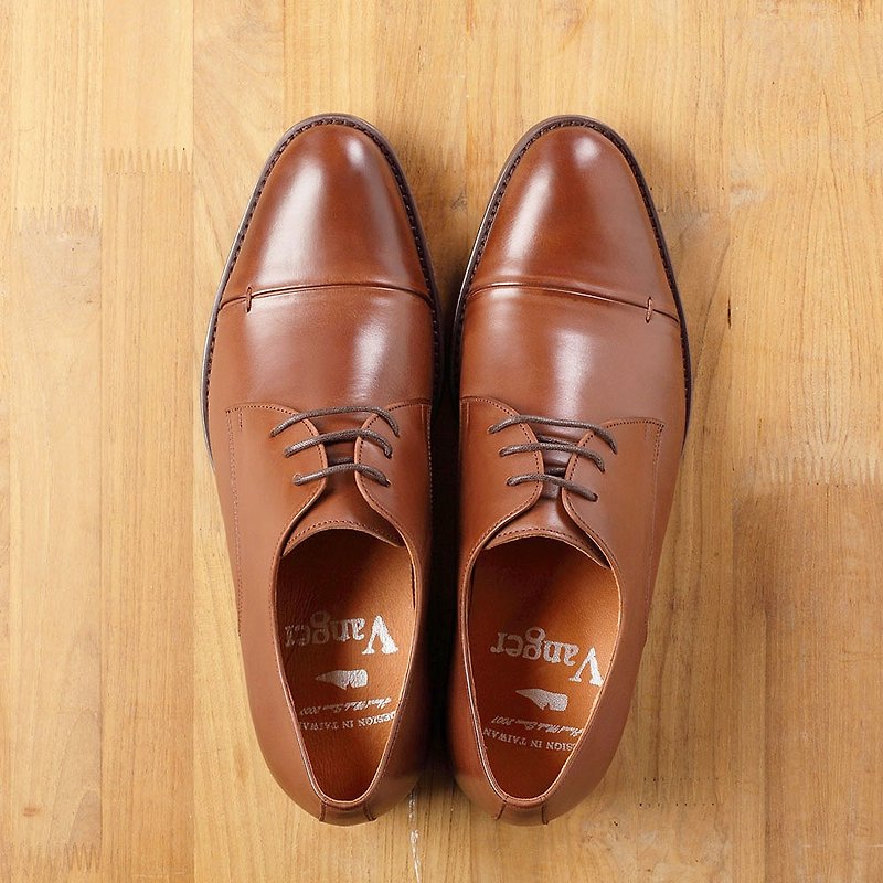 Vanger Simple Folded Casual Derby Shoes Va222 Coffee - Men's Casual Shoes - Genuine Leather Brown