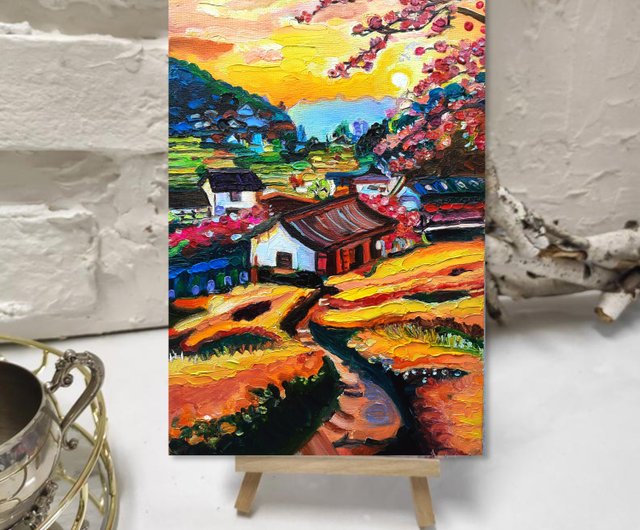 桜アートオリジナルオイルアート壁装飾油絵油絵段ボール