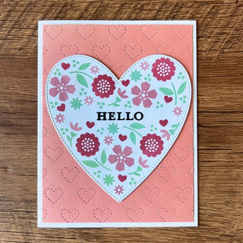 HELLO flower herated peach hearted piercing All Occasions Card - Cards & Postcards - Paper Pink