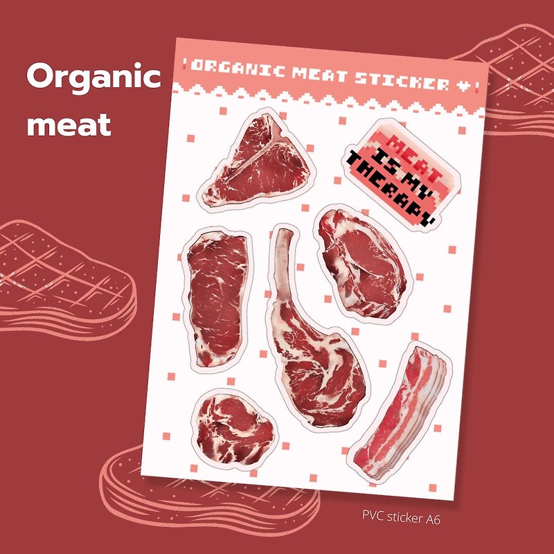 Organic meat sticker - 貼紙 - 紙 紅色