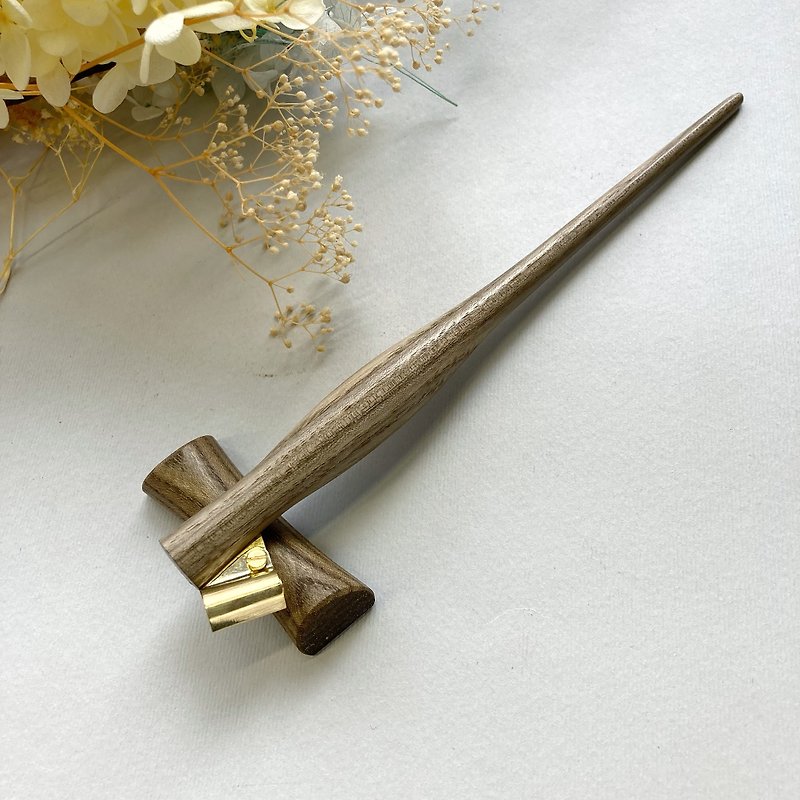 Oblique calligraphy nib holder with universal flange - ปากกาจุ่มหมึก - ไม้ สีเทา