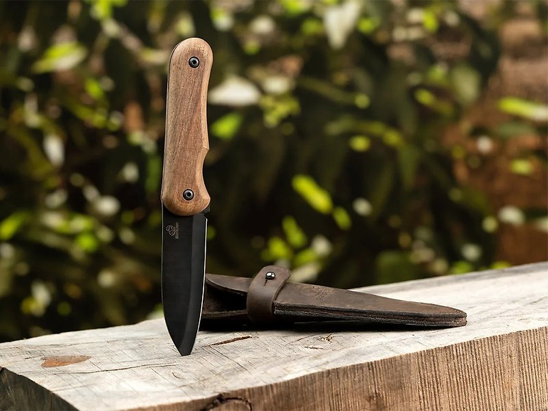 Camping Knife 05 Black Edition-Black Blade Walnut Grip-Lightweight Style - ชุดเดินป่า - โลหะ สีนำ้ตาล