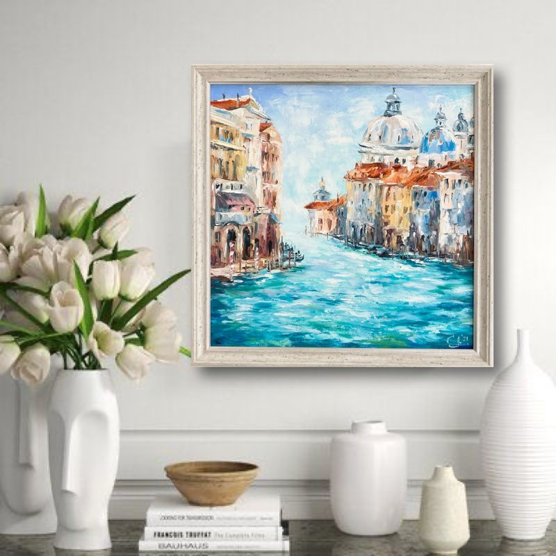 Italy Painting Original Oil Painting Venice 意大利景观 Seascape Wall Art Italy - 壁貼/牆壁裝飾 - 其他材質 透明