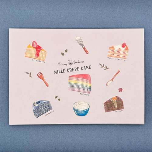 恬米焙可慄 Tammy mini Bakery 手繪明信片 千層蛋糕 | 圖鑑 萬用卡 生日卡 食物 甜點 蛋糕 插畫