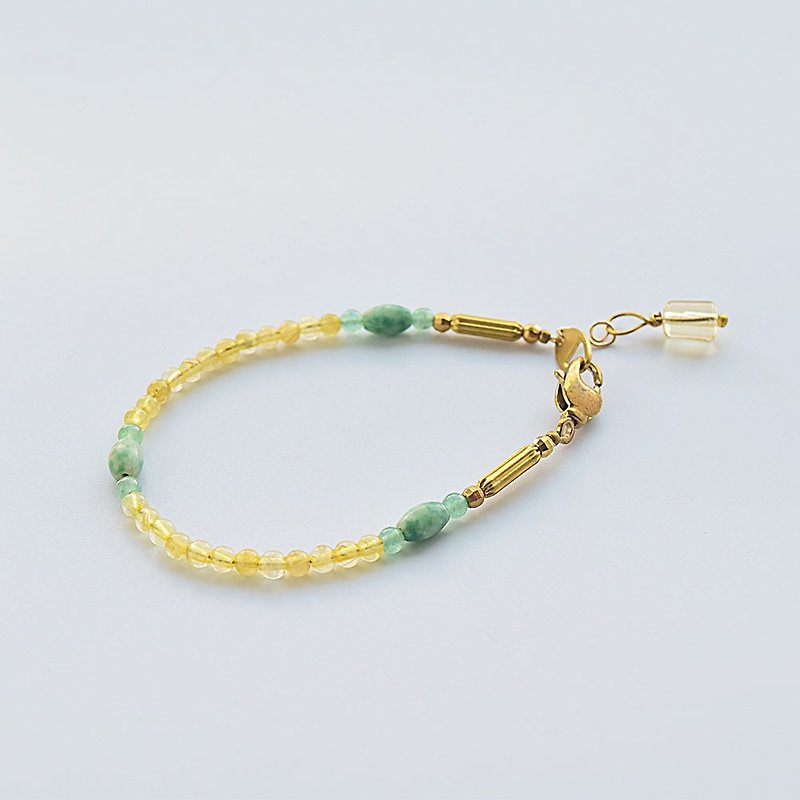 [Spring and Summer Poems] Titanium Gold, Green Strawberry Crystal, Green Dot Bracelet/Bracelet - Bracelets - Semi-Precious Stones Green