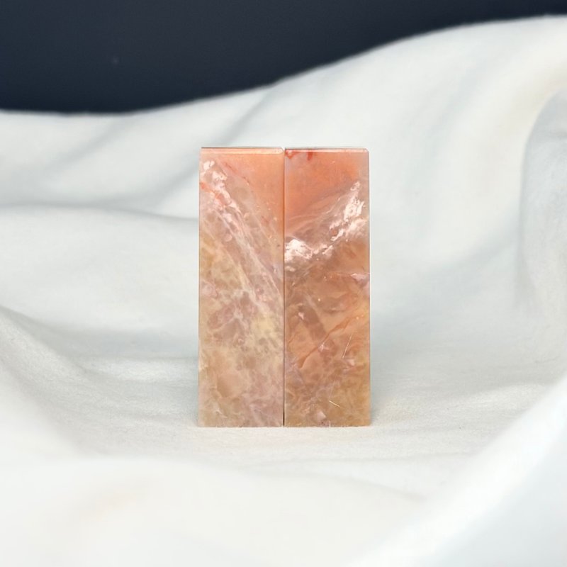 愛你一萬年 / 寶泥齋客製結婚/情人對章 - 精品老撾石 - 印章/印台 - 石頭 粉紅色