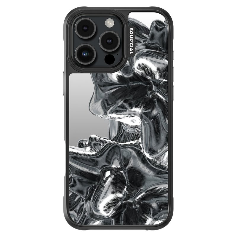 Metallic Blackened Obsidian iPhone 16 mobile phone case magnetic anti-collision protective case - เคส/ซองมือถือ - วัสดุอื่นๆ 