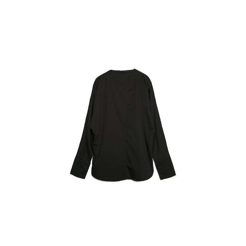 Dolman Sleeve Shirt - เสื้อเชิ้ตผู้ชาย - ผ้าฝ้าย/ผ้าลินิน สีดำ