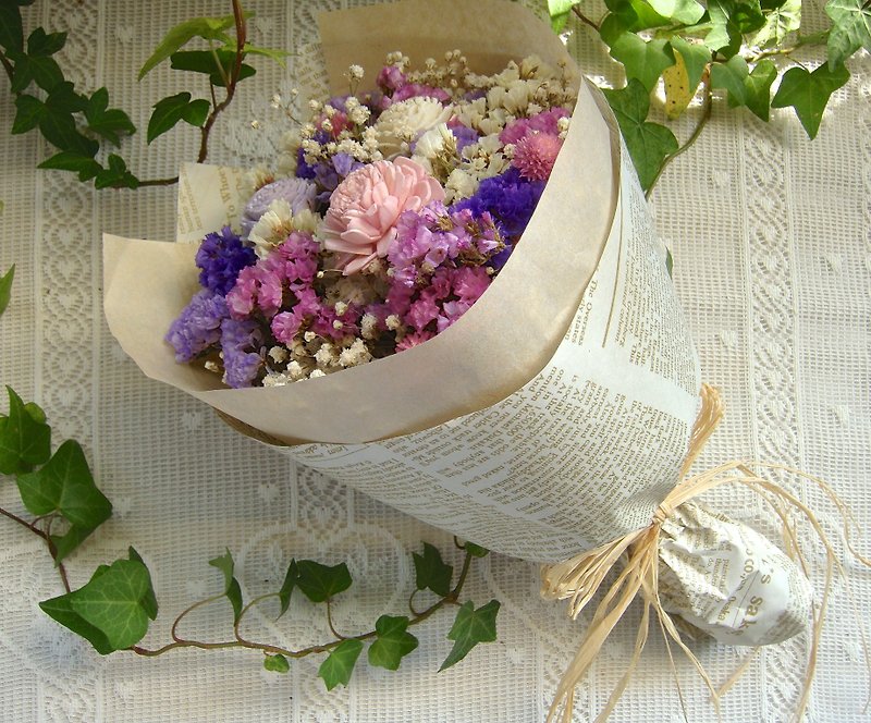Dried bouquet of purple romantic - ตกแต่งต้นไม้ - กระดาษ 